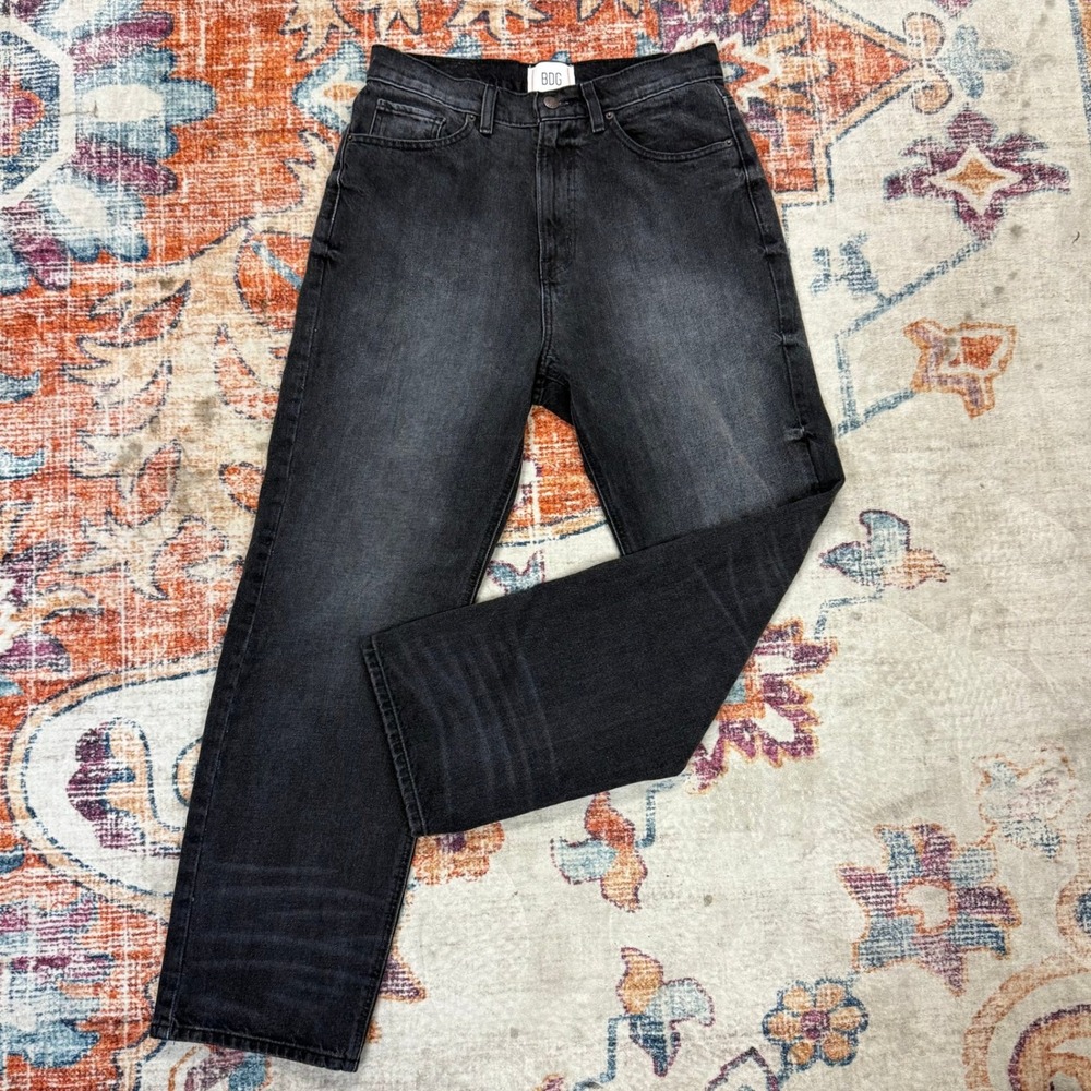 BDG Urban Outfitters Cowboy‎ Jeans Washed Black High Rise Straight Leg Size 30